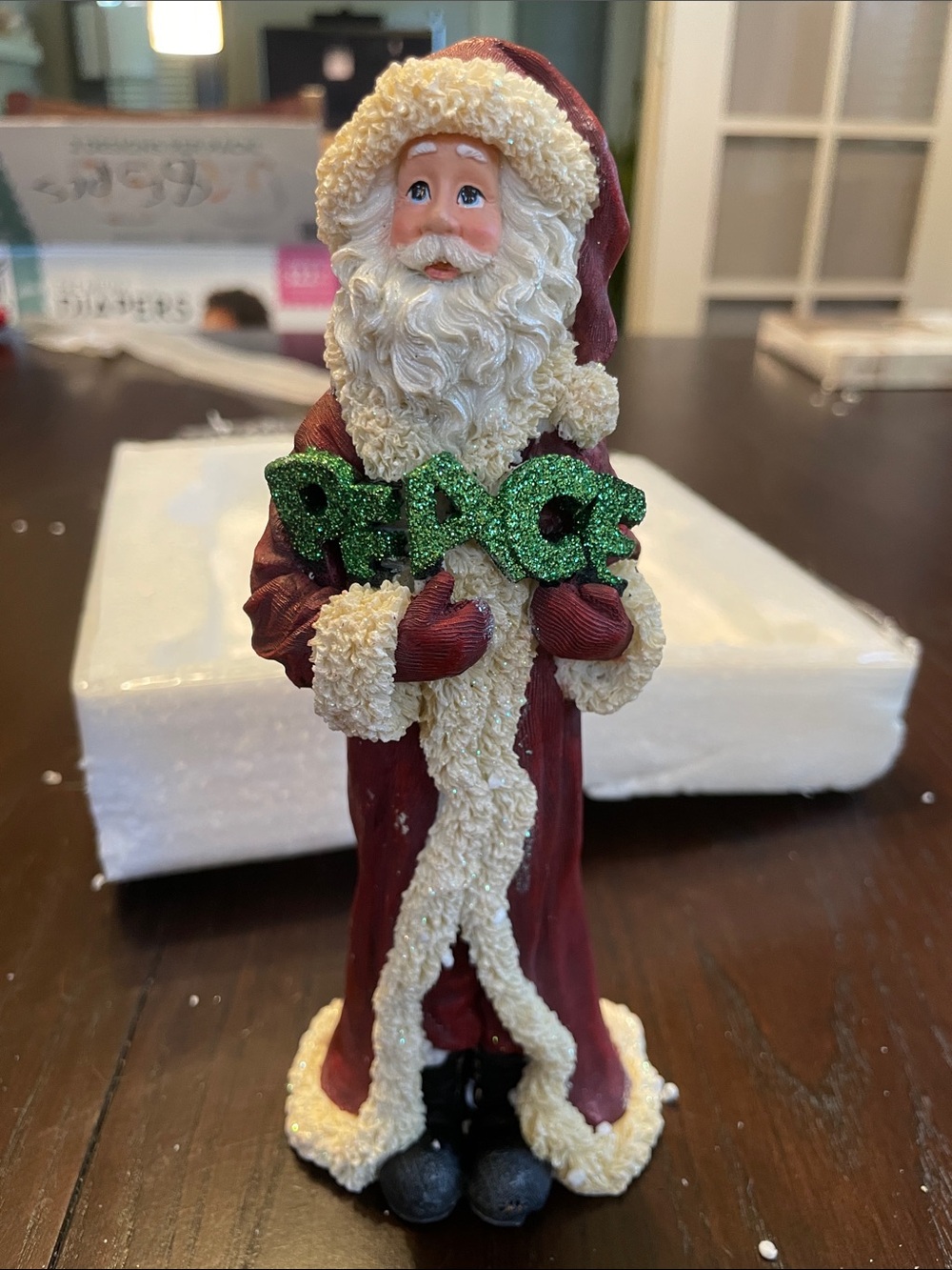 Vintage Boyds Bears & Friends Santa Figurine in Red, White with Green Peace Sign